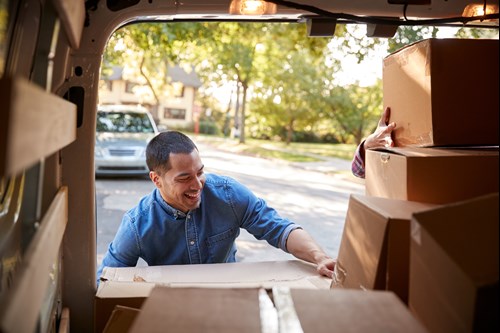 moving day boxes moving van
