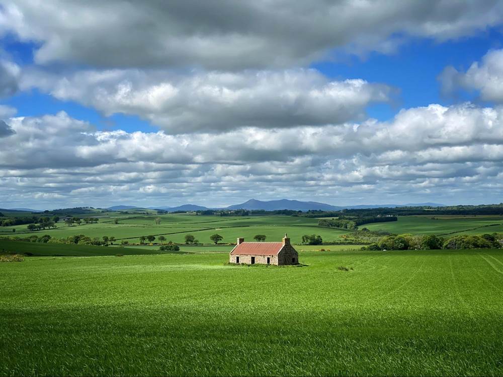 Looking towards Bennachie from an old drove road near Tarves and Pitmedden